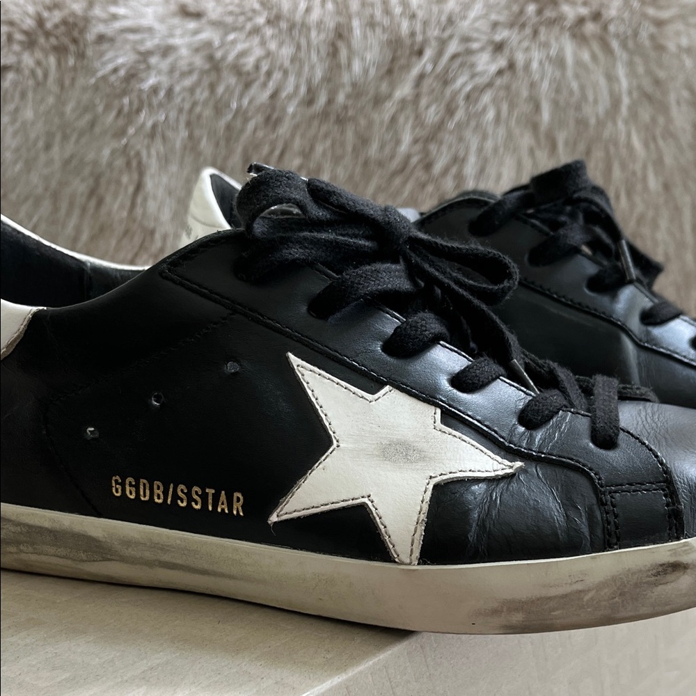 Golden Goose Black and White Leather Sneakers - Picture 3 of 6